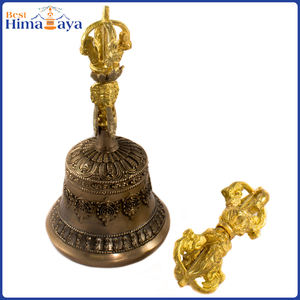 ชุดระฆังวัตถุสไตล์ธิเบตทำจากทองสัมฤทธิ์พร้อมการแกะสลักเพื่อใช้ในศาสนา - Product Image 4
