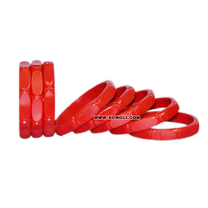 <b>Red</b> Bamboo Carved Resin Wholesale Vintage Jewelry <b>Bracelet</b> Bangle Indian Handmade - Product Image 1