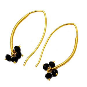 Solid .925 Sterling Silver Fine Hoop <b>Earrings</b> <b>Black</b> <b>Onyx</b> Gemstone Trendy Gold Wedding Suitable Wholesale Jewelry Manufacturer - Product Image 1