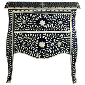 ตู้ลิ้นชักไม้จริงสไตล์ร่วมสมัยจากโจดปุร์ ลายฝังกระดูกสีดำ สำหรับห้องนั่งเล่น ห้องนอน ห้องครัว ทางเข้าบ้าน - ขนาดสั่งทำได้ - Product Image 1