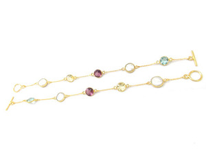 Pulseras de moda hechas a mano de plata esterlina con múltiples piedras preciosas con baño de oro y plata (SAC 20920) - Product Image 5