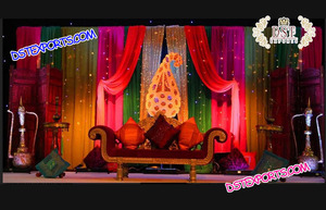 Boda Indonesia Mehndi evento decoraciones musulmán Mehndi Sangeet etapa 2018 estilo Bollywood recepción etapas conjunto - Product Image 2