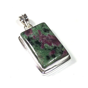 Colgante Ovalado de Plata 925 con Rubí Zoisita Natural, Estilo Bohemio, Unisex, para Uso Diario, con Dije Solitario - Product Image 3