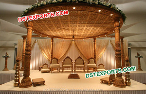 Indian Wedding <b>Wooden</b> Damroo Mandap Wedding New Design <b>Wooden</b> <b>Carved</b> Mandaps Affordable Wedding Decoration Set Australia <b>Sale</b> - Product Image 3