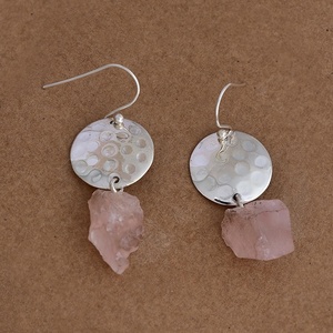 <b>Solid</b> 925 Sterling <b>Silver</b> Rose Quartz Dangle <b>Earrings</b> Fashionable Women's Jewelry with <b>Silver</b> Plated Gemstone for Parties Gifts - Product Image 3