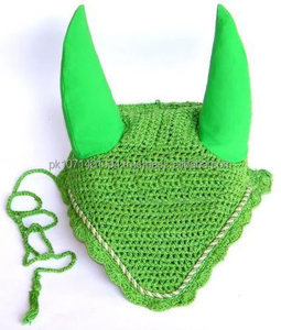 2025 nouveau cheval oreille Net Crochet mouche voile équestre avec passepoil couleur verte plein Cob petite taille cheval produit - Product Image 4