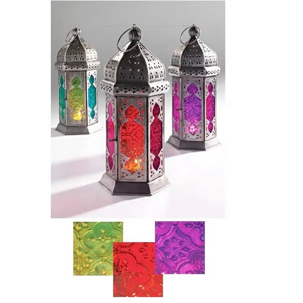 Lentera kaca berwarna dekoratif yang indah dan elegan khusus untuk dekorasi musiman dengan harga murah