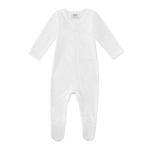 Algodón orgánico blanco bebé Zipsuit - Product Image 3
