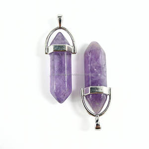 จี้เงินแท้ประดับอเมทิสต์ธรรมชาติสำหรับทุกเพศ - Product Image 1