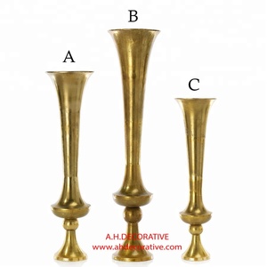 New Luxury <b>Gold</b> Plated Aluminium Handmade Pillar <b>Floor</b> <b>Vase</b> Eco-Friendly for Church & Garden Decoration - Product Image 1