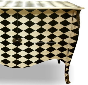 Meubles d'Indonésie - Buffet de style français Bombay avec motif diagonal en couleur - Product Image 6