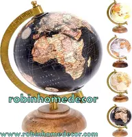 يدويا حامل معدني على قاعدة خشبية 5 "خمر نمط الدورية العالم قطب خريطة الأرض الجغرافيا أطلس العالم هدية لعبة