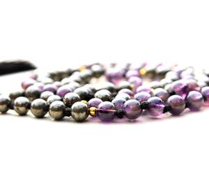 Fait à la main 108 Mala perles collier dernière conception améthyste pyrite perle spirituelle gland motif artiste indien perlé chaînes cadeaux - Product Image 4