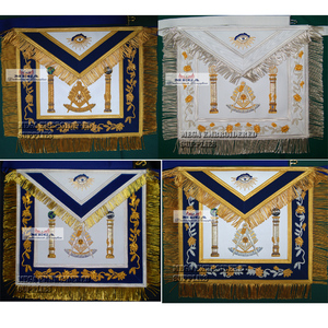 Tablier de maître de la Grande Loge brodé à la main, ruban en velours, imitation cuir, broderie au point de croix, artisanat maçonnique, chef-d'œuvre - Product Image 1