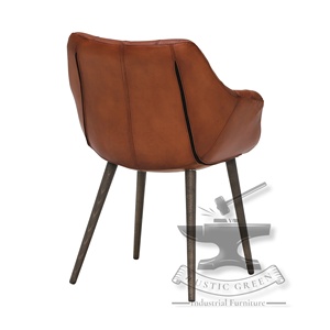 Vintage cuero y madera acento Silla de comedor - Product Image 4