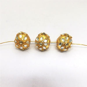 Kundan Work bola redonda chapada en oro fabricación de joyas componente de Metal de cuentas - Product Image 2