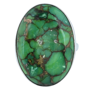 Anillo de Plata de Ley 925 con piedras preciosas turquesa de cobre verde ovalado, anillo de moda Chapado en plata clásico para regalo, fiesta para Unisex - Product Image 2