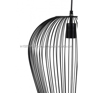 Lampe à suspension en fil de métal noir Lampe à suspension en fil noir Lustre élégant pour la décoration intérieure - Product Image 2