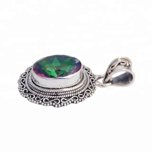 Colgante de joyería fina de Plata de Ley 925 y collar de dijes, diseño encantador con bucle de piedras preciosas de cuarzo místico genuino, estilo Vintage - Product Image 2