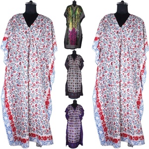 Mode longue robe caftan fabricant de vêtements pour femmes concepteur indien coton Kimono longue et courte robe caftan bloc imprimé - Product Image 2