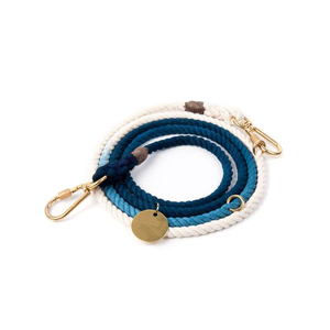 Laisse de chien personnalisée de luxe bleu Ombre haute qualité Polyester PU coton cuir Nylon revêtement réglable formation de base animal de compagnie - Product Image 3