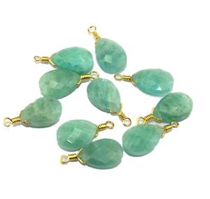 Connecteur de pendentif enroulé en fil d'amazonite naturel, connecteur plaqué or, breloque, fabrication de bijoux - Product Image 1