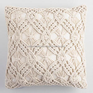 Funda de almohada con borlas suaves de estilo moderno, gran oferta, funda de cojín de macramé bohemio tejida a mano, forma rectangular a precio mayorista - Product Image 1