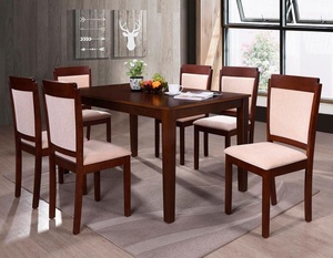 Ensemble de salle à manger en bois de chêne malaisien, set de table en bois massif ou robuste assorti avec 6 coussins, livraison gratuite - Product Image 1