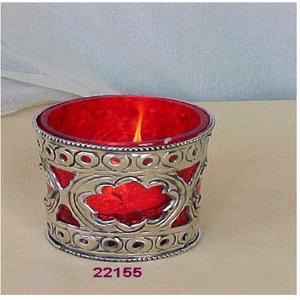 Support votif décoratif en verre rouge et en métal argenté de haute qualité le plus demandé - Product Image 1