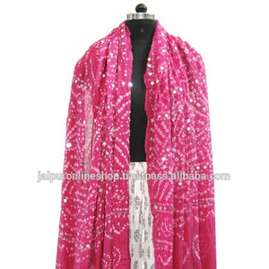 Miroir Travail Coton Bandhej Dupatta En Ligne RSST-3597 - Product Image 1