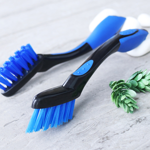 Household product supplier blue plastic shower bathroom mini scrub brush with handle for cleaning grout