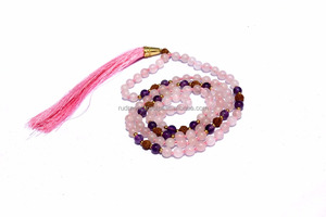 สร้อยคอลูกประคำแบบ108โรสควอตซ์ธรรมชาติลูกปัดสวดมนต์มาลาสำหรับโยคะการรักษาฮินดูคริสตัลสำหรับปาร์ตี้ของขวัญ - Product Image 3