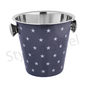 Cubo de champán estampado con asas, enfriador de vino de acero inoxidable, con perilla de estrella - Product Image 1