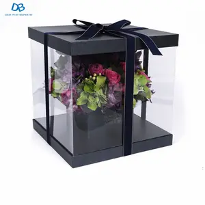 2019 nuovo design nero rotondo scatola di consegna di fiori scatole regalo di cartone per fiori in scatole regalo di fiori di grandi dimensioni