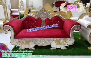 Elegante Juego de Sofás para Bodas, Juego de Sofás de Madera Tallada con Metal para Bodas Indias, Juego de Muebles de Decoración para Bodas Asiáticas, EE. UU. - Product Image 5