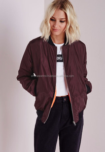 Women Custom Baseball Varsity Bomber <b>Jacket</b> 100% Polyester Nylon Satin Bomber <b>Jacket</b> for Unisex - Product Image 6