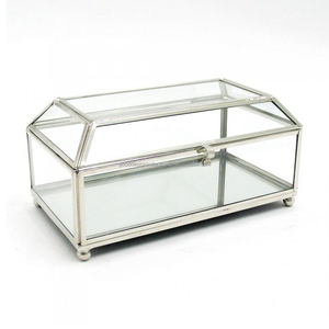 Boîtes à bagues de rangement Tiroir à bonbons pour le maquillage Emballage de fleurs pour mariage Boîte à bijoux en verre transparent personnalisée Boîte en verre rectangulaire - Product Image 1