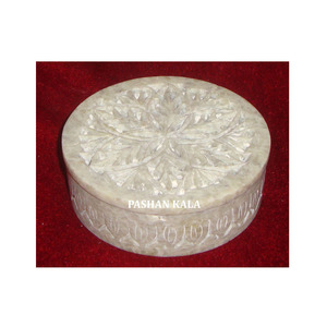 ที่สวยงามรอบธรรมชาติ Soapstone ตกแต่งกล่องเครื่องประดับและกรณี - Product Image 1