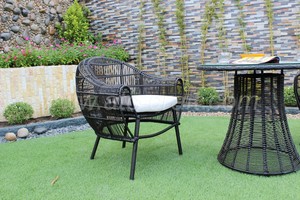 ชุดกาแฟและอาหารทำจากหวายโพลีดีไซน์สวยงาม,สำหรับเฟอร์นิเจอร์หวายลานสวนกลางแจ้ง - Product Image 5