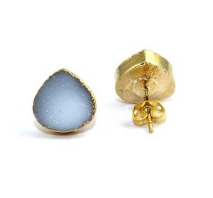 Wholesale Collection Natural Sugar Druzy Stud <b>Earring</b> Gold Electroplated Edged Stud Handmade Agate Stud <b>Earring</b> Gift for Women - Product Image 1