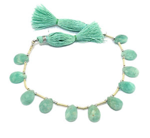 หินอัญมณีขอบเหลี่ยมธรรมชาติ Amazonite,ลูกปัดหินลูกแพร์สีเขียวขนาด8X12มม. พลอยร่วงเครื่องประดับ - Product Image 2