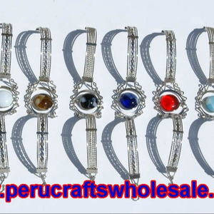 Bracelets de manchette de mode en métal faits à la main avec des produits péruviens artisanaux en verre de Murano coloré pour la vente en gros - Product Image 2