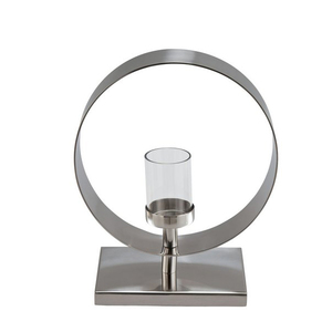 Bougeoir en métal plaqué argent cercle - Product Image 1