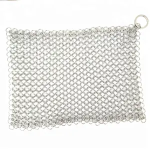 7*7 "כיכר נירוסטה chainmail scrubber חוט רשת גיליון