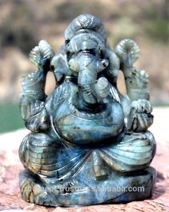 Estatua de Ganesha Tallada a Mano en Labradorita, Escultura Budista Religiosa, Piedra Preciosa Natural, Gemas Rudra Grabadas EN;10122740 India - Product Image 5