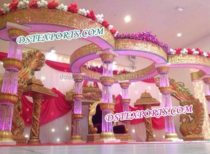 Mariage hindou élégant de style traditionnel doré Décorations de mariage sculptées Mandap pour les cérémonies indiennes pour les mariages Autres - Product Image 6