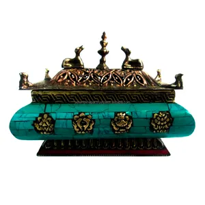 Steins etzung Box Metall Kupfer Weihrauch brenner, tibetischer Weihrauch brenner/OM Mantra Weihrauch brenner/Made in Nepal