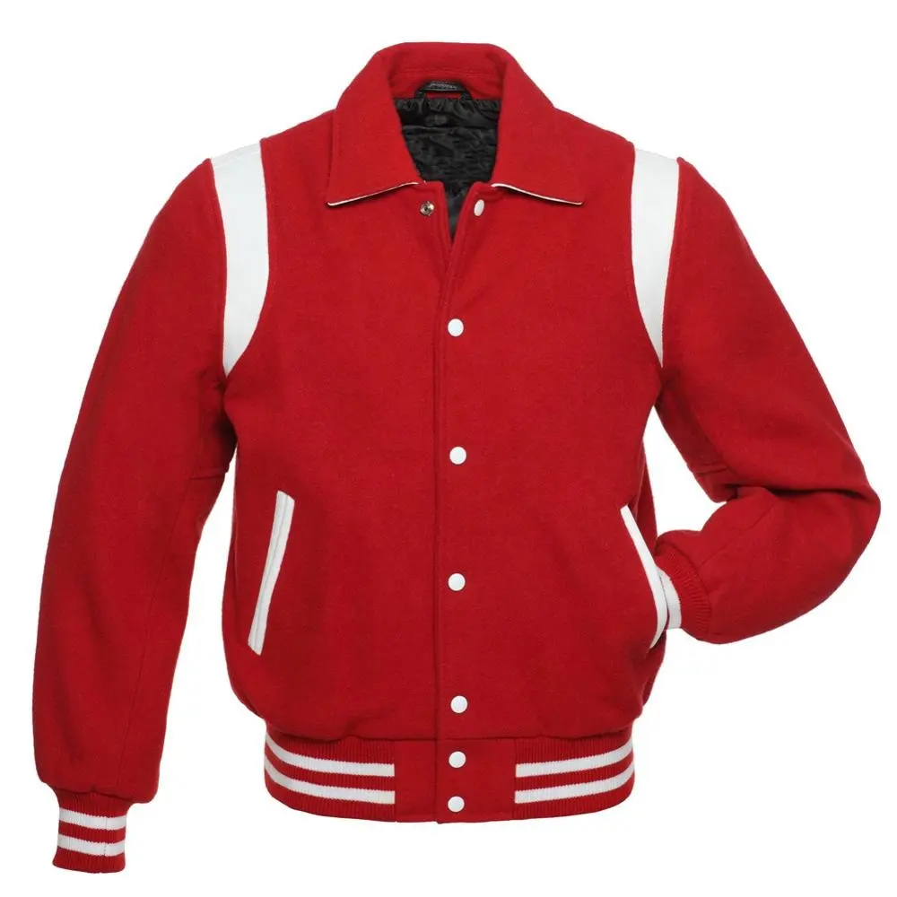 New Arrival Varsity Jacket Letterman Wool Body Leather Sleeves High School Bomber Custom Patches