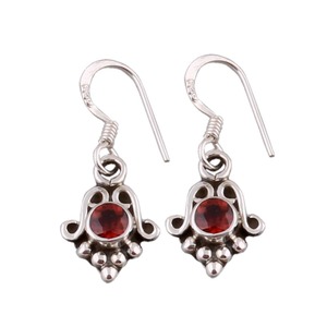 Natural <b>Red</b> Garnet Water Drop Silver Plated Luxury <b>Earrings</b> Handmade Engagement Anniversary Gift for Women - Product Image 1