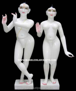 White Marble Radha Krishna Iskon <b>Statue</b> - Product Image 1